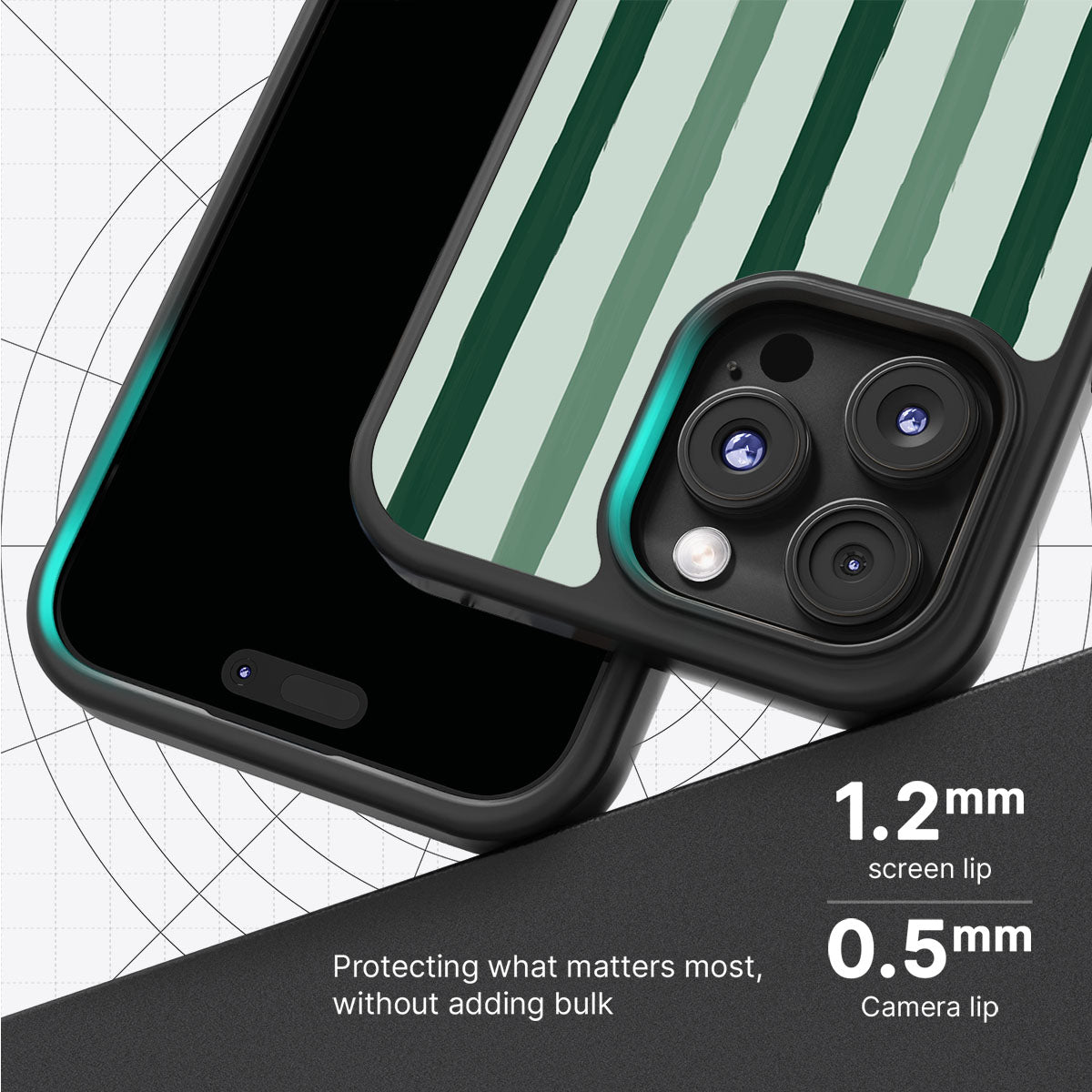 Green Watercolor Stripes - iPhone 16 Pro Case #case type_core (magsafe), #case type_core (non magsafe)