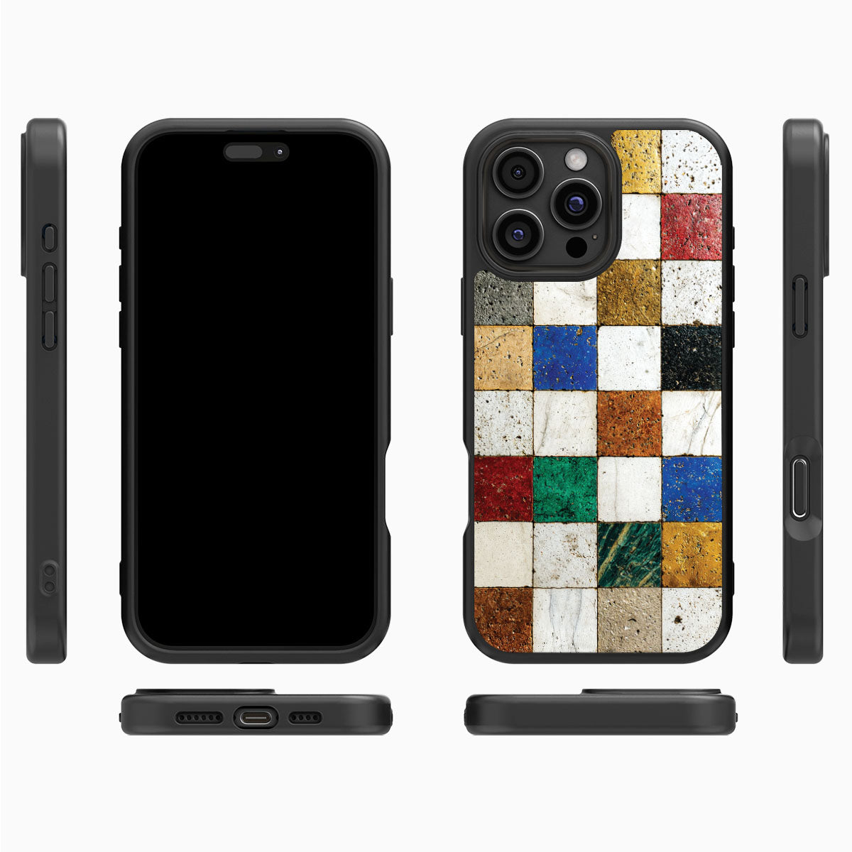 Heritage Mosaic iPhone 16 Pro case cover – multi-angle view