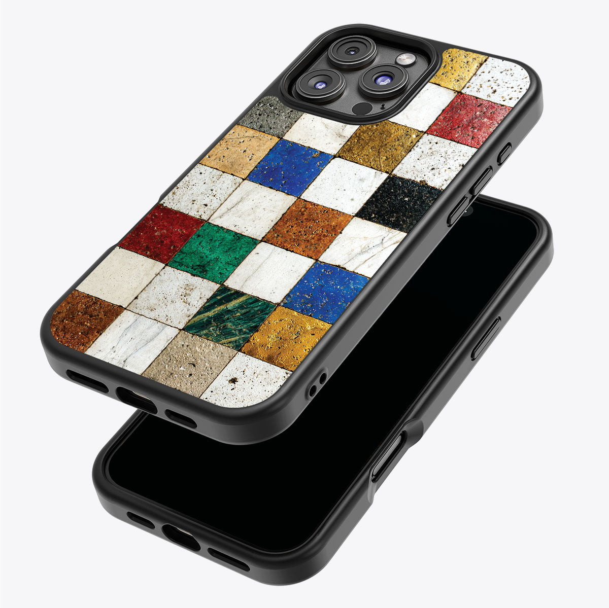Heritage Mosaic iPhone 16 Pro case – back and side view