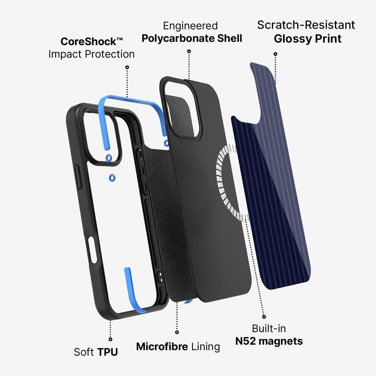 iPhone 16 Pro case construction – Ink Pinstripe phone case
