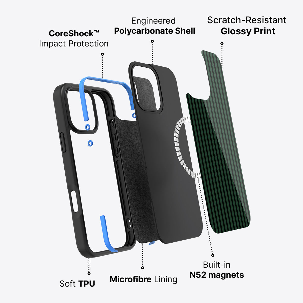 Green Stripe iPhone 16 Pro Case – Jungle Rule | MagSafe