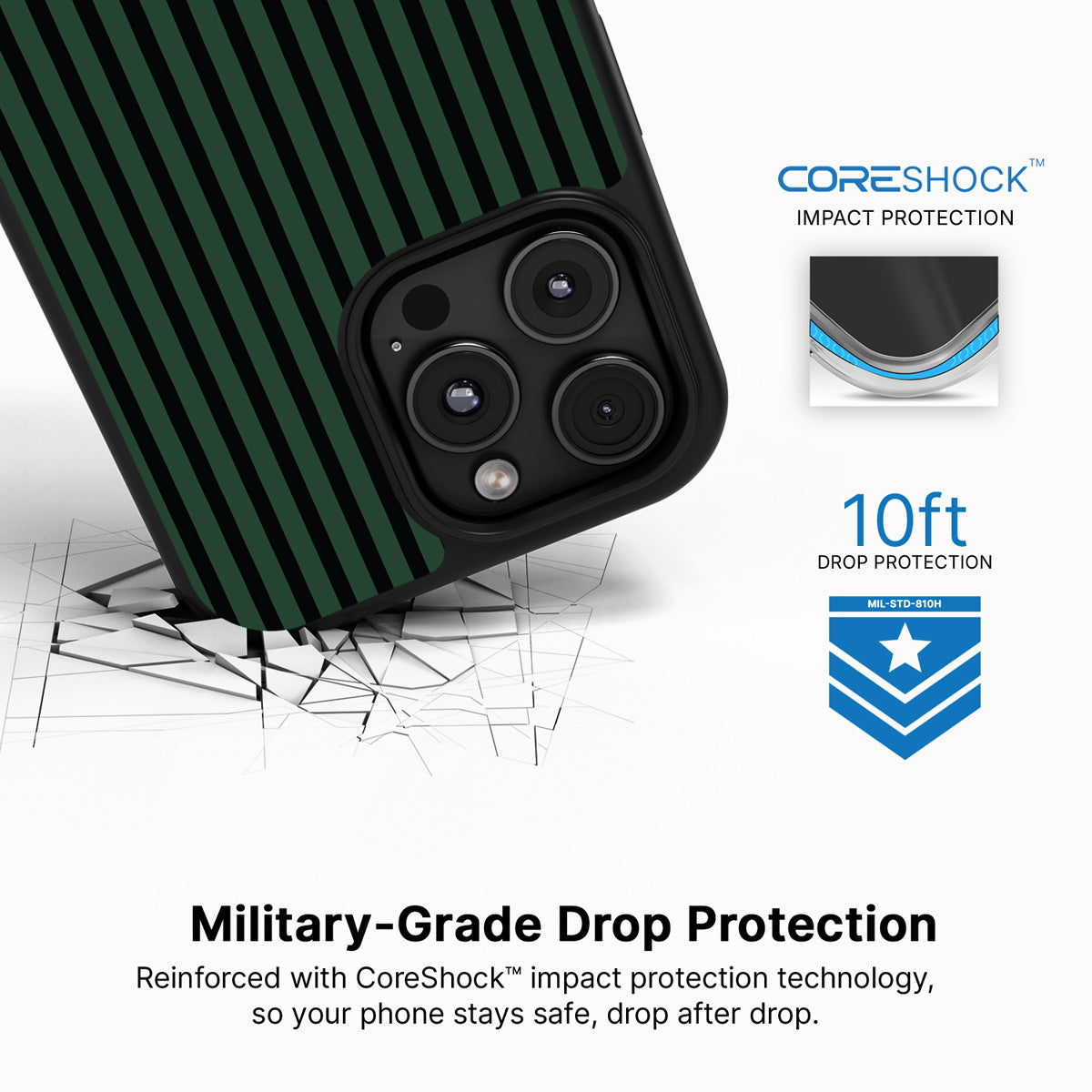 Green Stripe iPhone 16 Pro Case – Jungle Rule | MagSafe