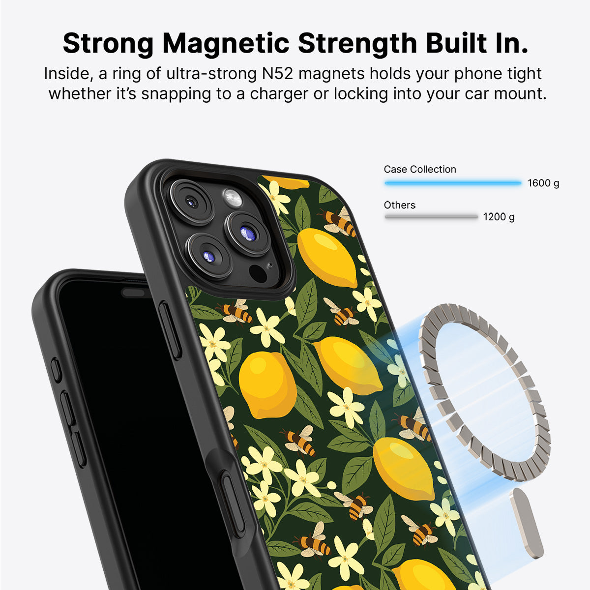 iPhone 16 Pro MagSafe case – Lemon and Bees design