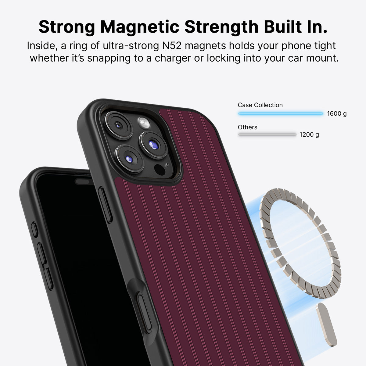 iPhone 16 Pro MagSafe case – Mulberry Pinstripe design
