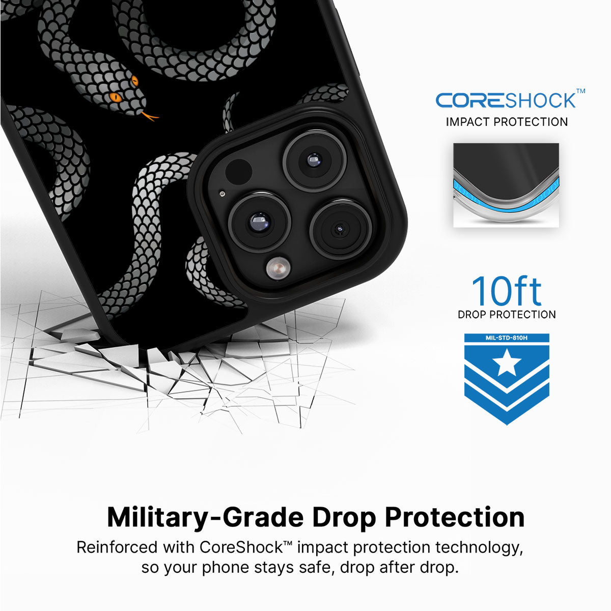 Noir Serpent - iPhone 16 Pro Case #case type_core (magsafe), #case type_core (non magsafe)