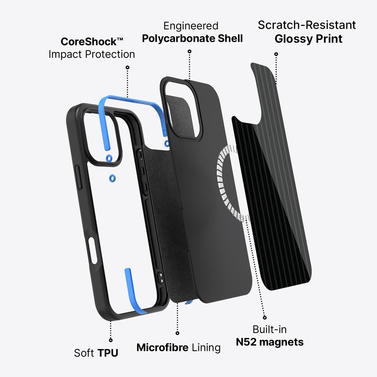 iPhone 16 Pro case construction – Onyx Pinstripe phone case