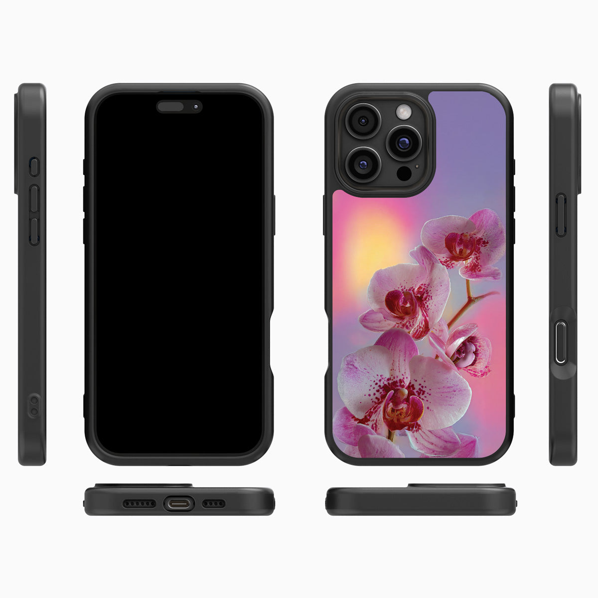 Orchid Dream iPhone 16 Pro case cover – multi-angle view