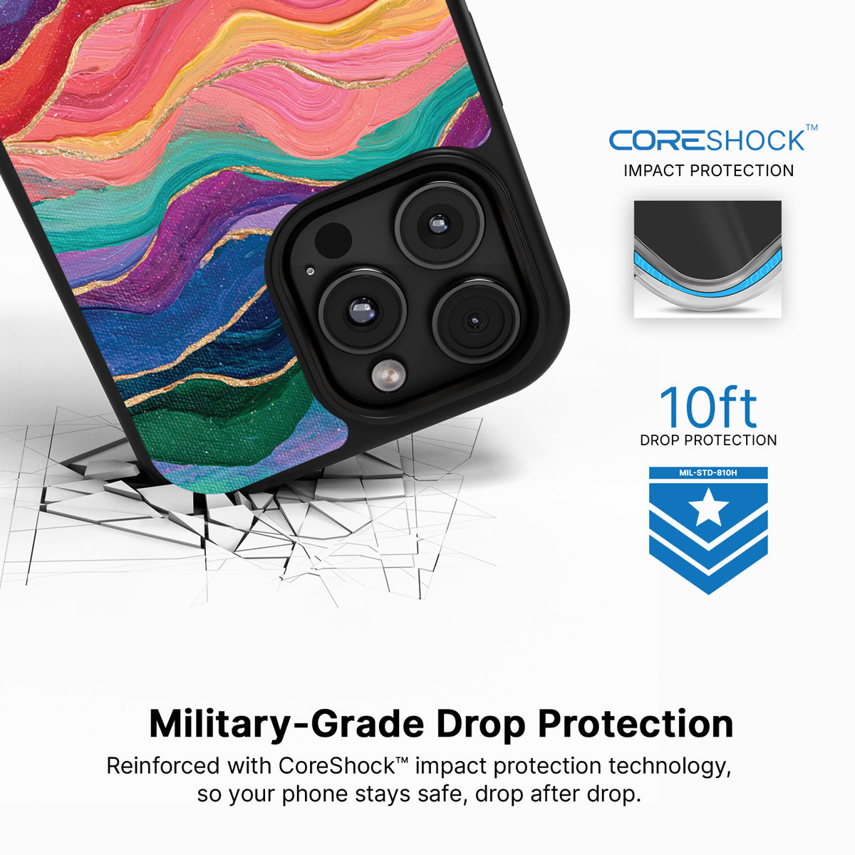 Painted Peaks iPhone 16 Pro case with drop protection