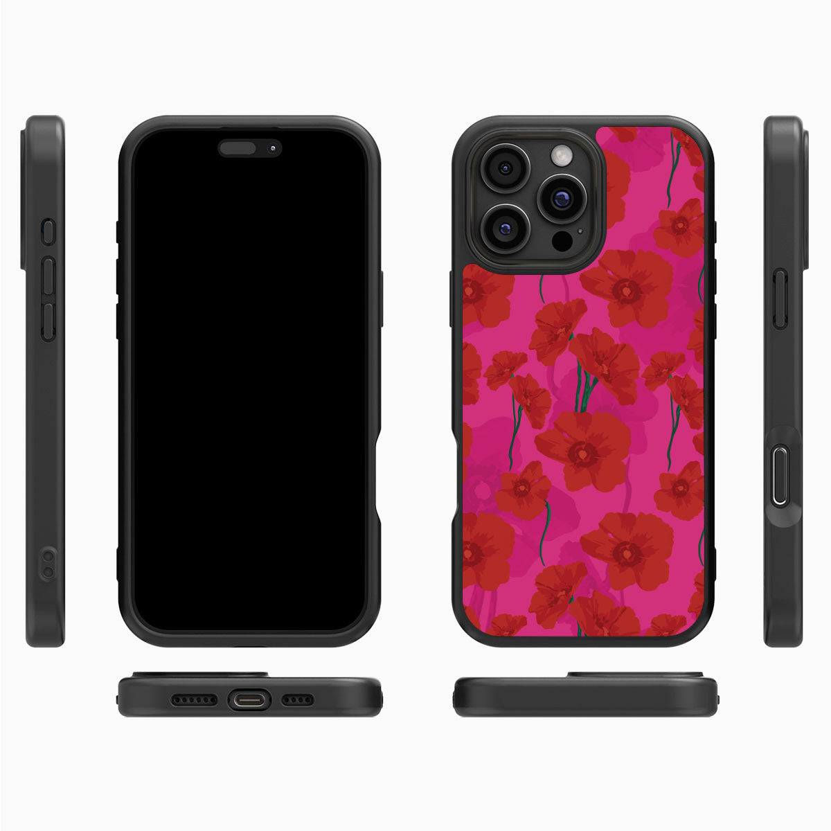 Pink Poppies - iPhone 16 Pro Case #case type_core (magsafe), #case type_core (non magsafe)
