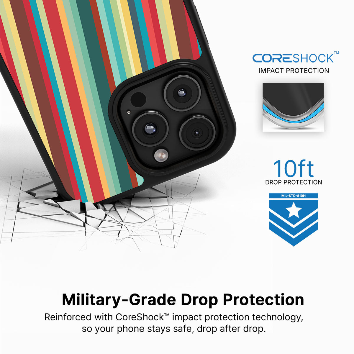 Retro Stripes - iPhone 16 Pro Case #case type_core (magsafe), #case type_core (non magsafe)