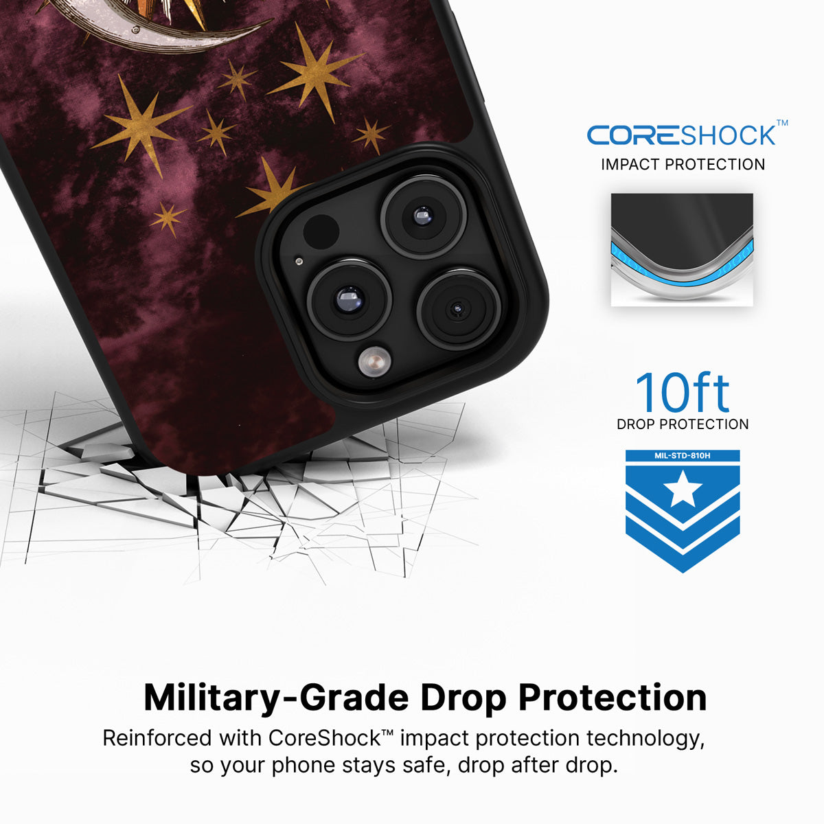 Sun and Moon iPhone 16 Pro case with drop protection
