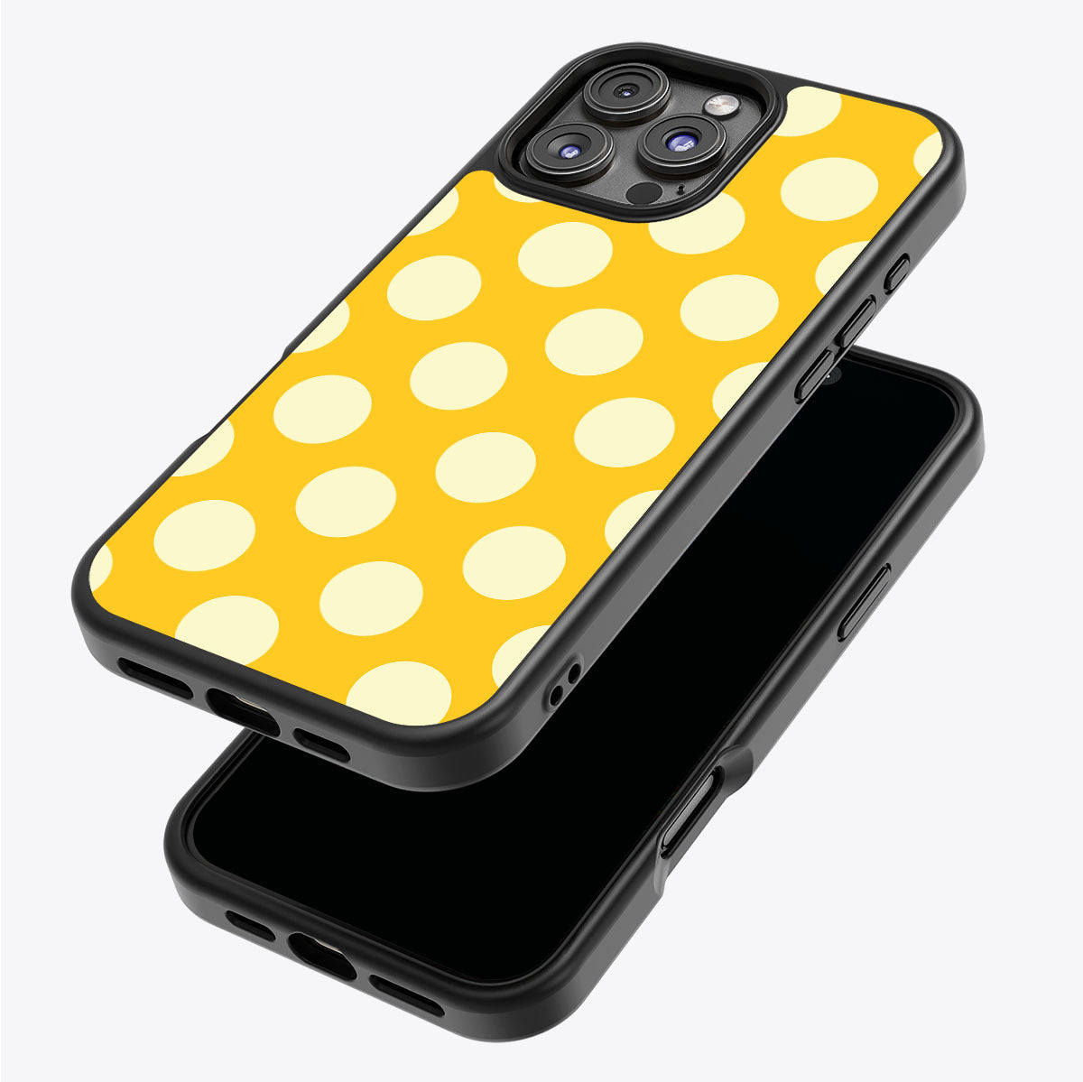 Sunny Dots iPhone 16 Pro case – back and side view