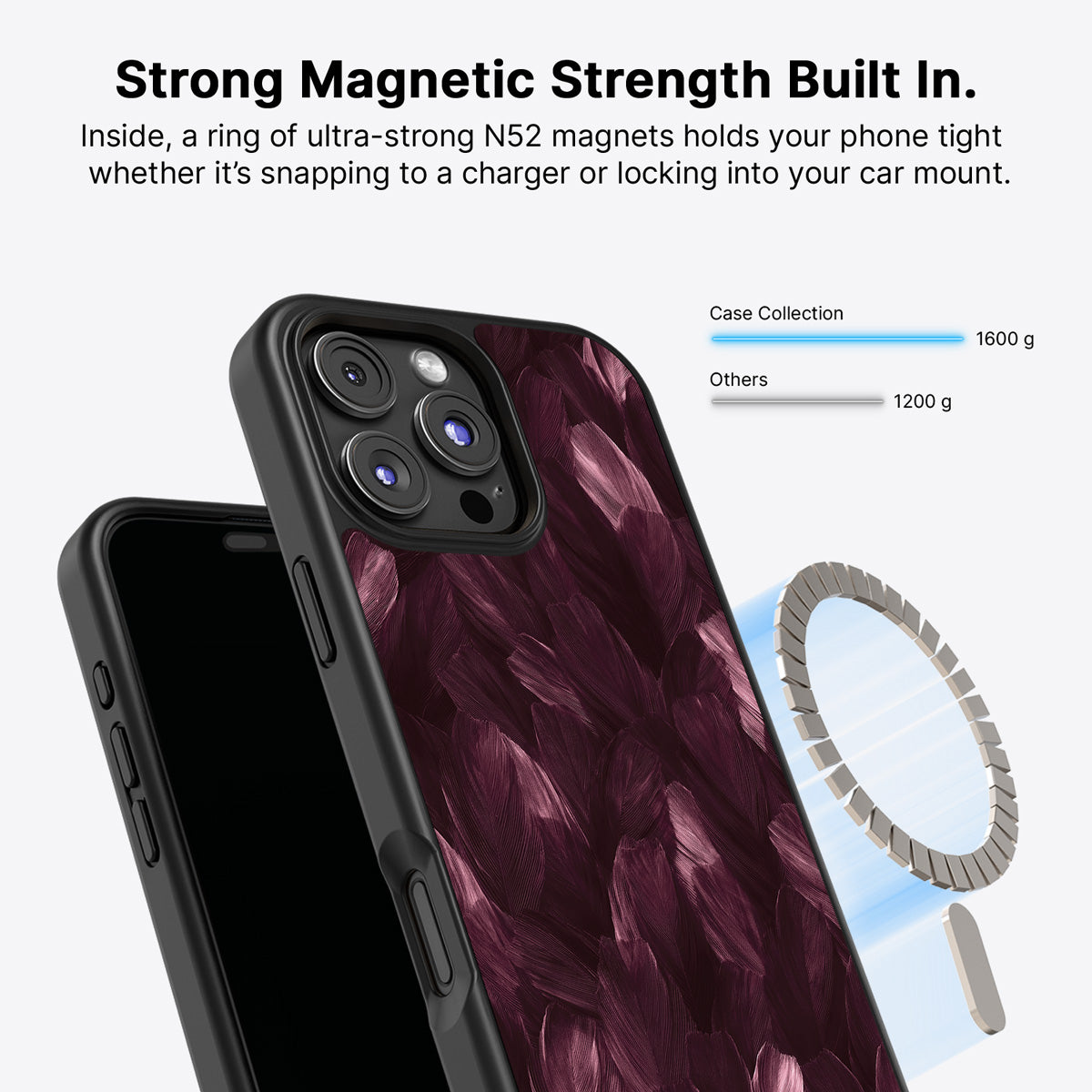 iPhone 16 Pro MagSafe case – Wine Plumage design