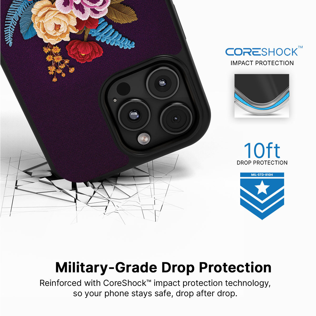 Floral Designer iPhone 16 Pro Max Case – Baroque Bloom | MagSafe