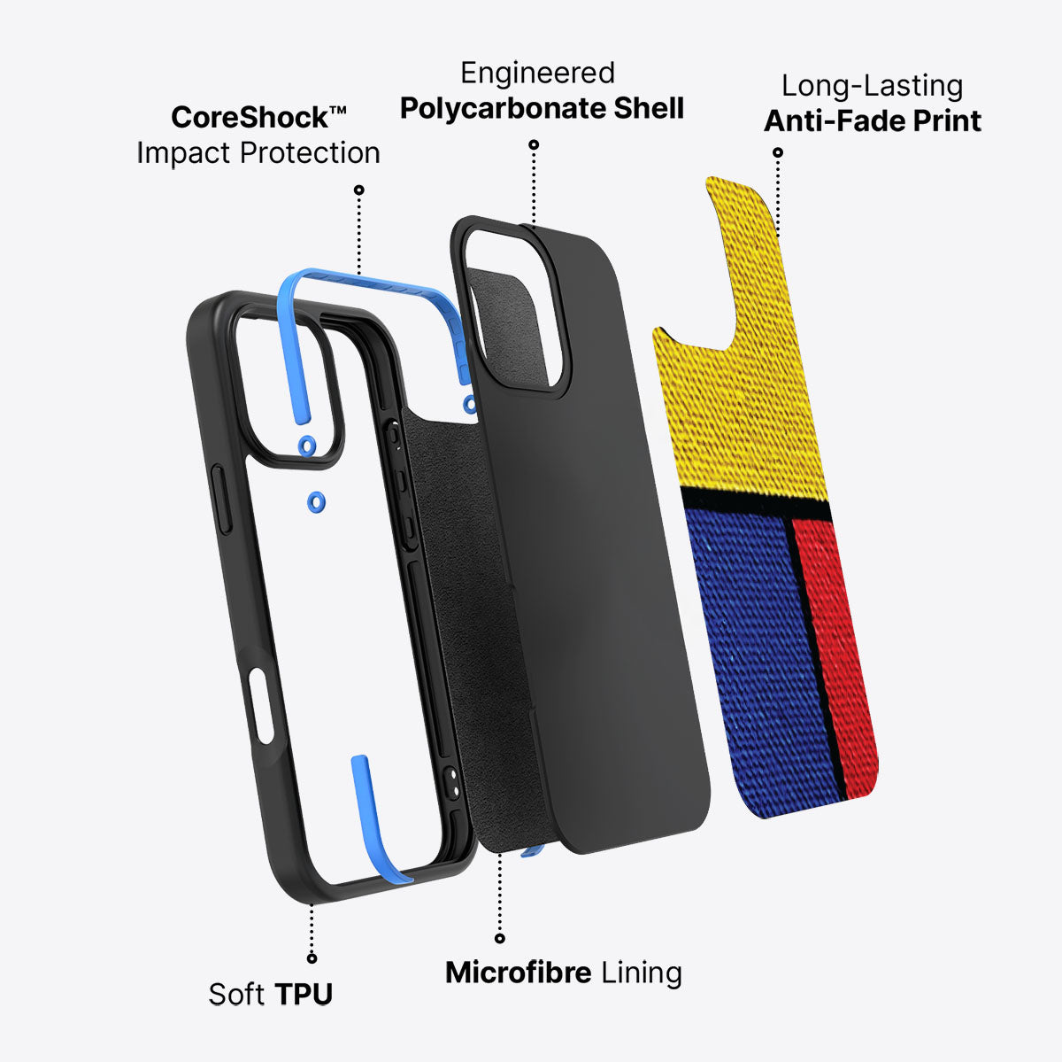 Bauhaus Blocks - iPhone 16 Pro Max Case #case type_core (non magsafe)