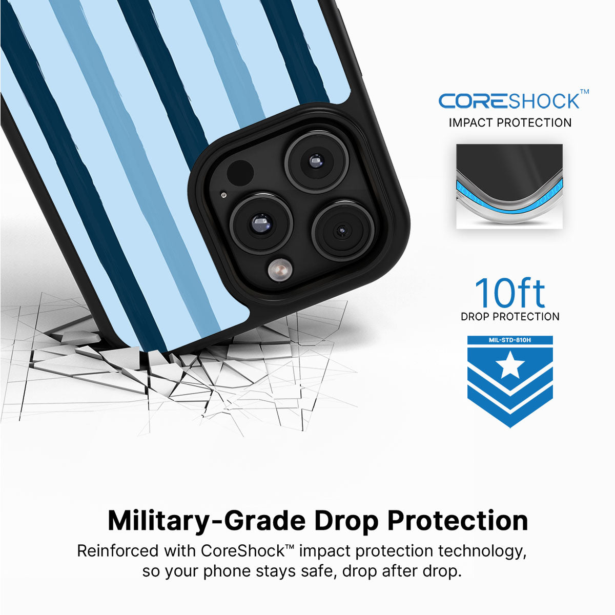 Blue Watercolor Stripes - iPhone 16 Pro Max Case #case type_core (magsafe), #case type_core (non magsafe)