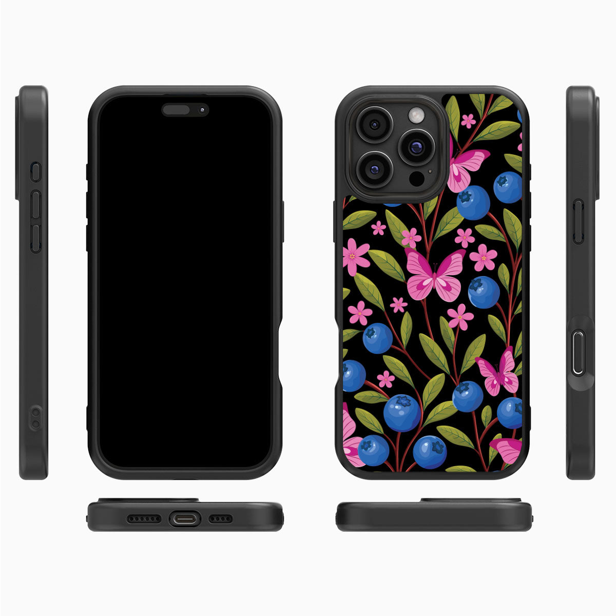 Blueberry Butterflies - iPhone 16 Pro Max Case #case type_core (magsafe), #case type_core (non magsafe)