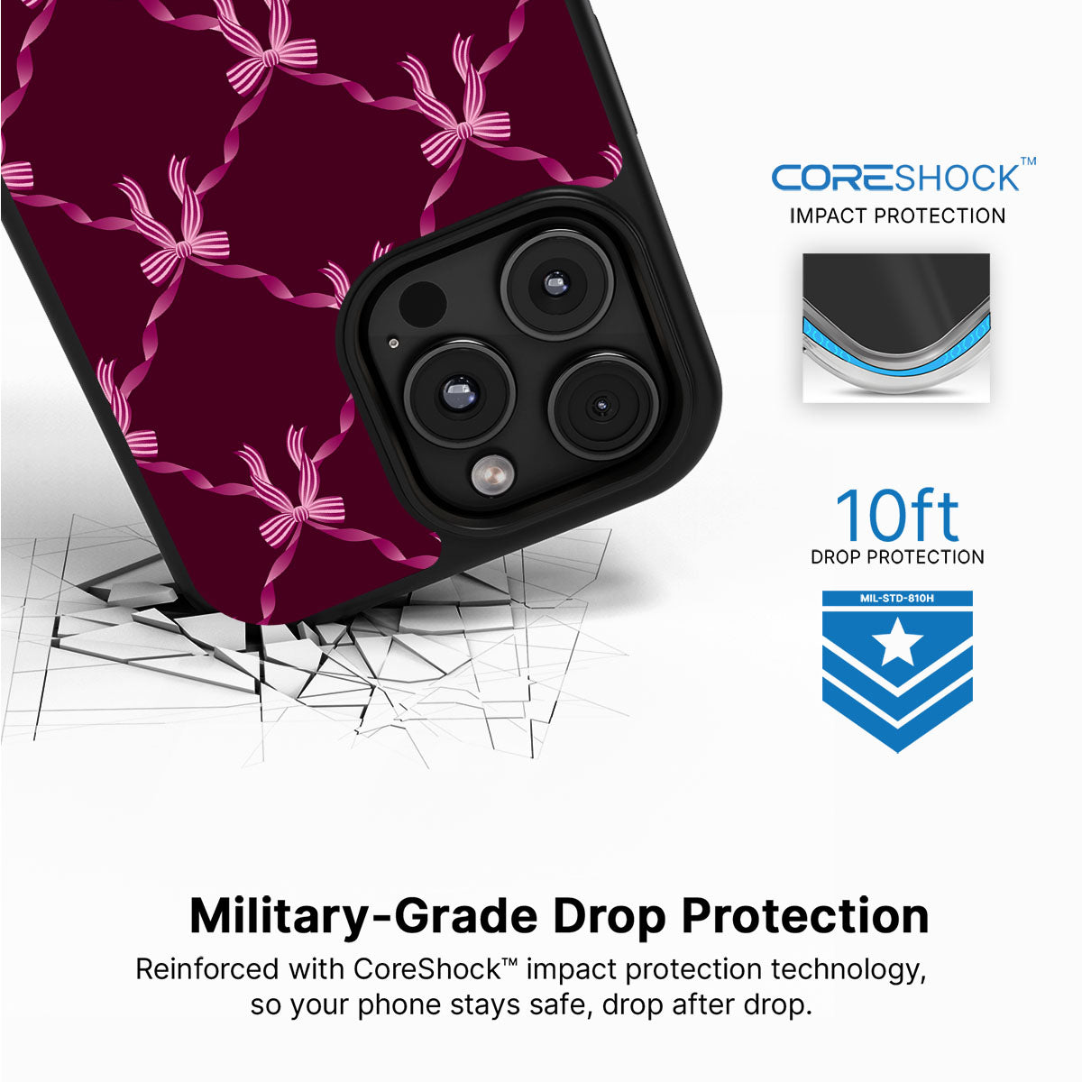 Bordeaux Bow - iPhone 16 Pro Max Case #case type_core (magsafe), #case type_core (non magsafe)