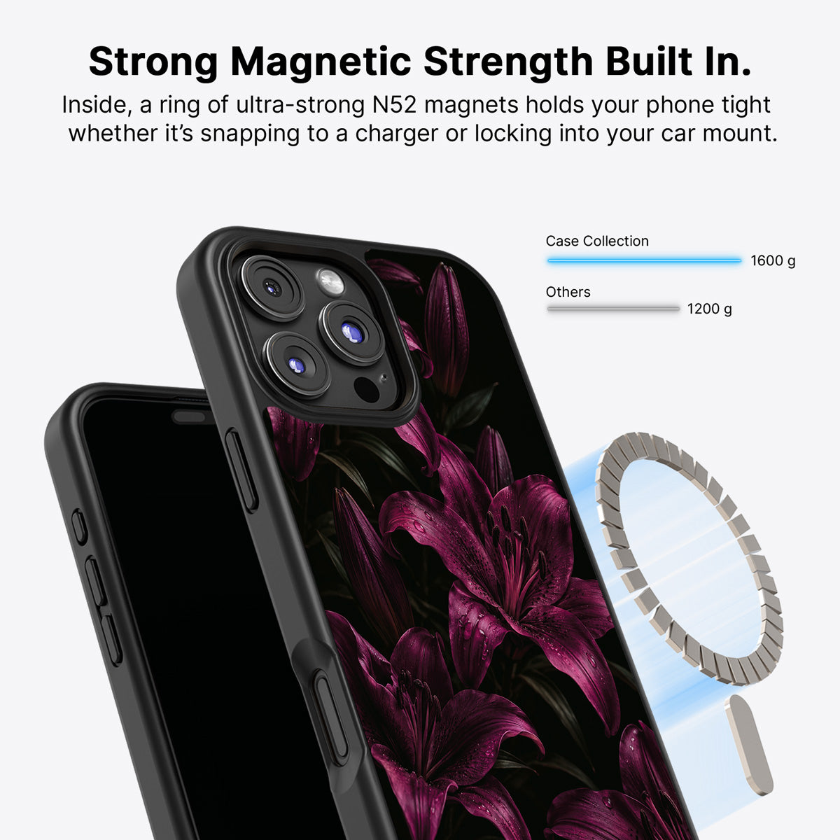 iPhone 16 Pro Max MagSafe case – Burgundy Lily design
