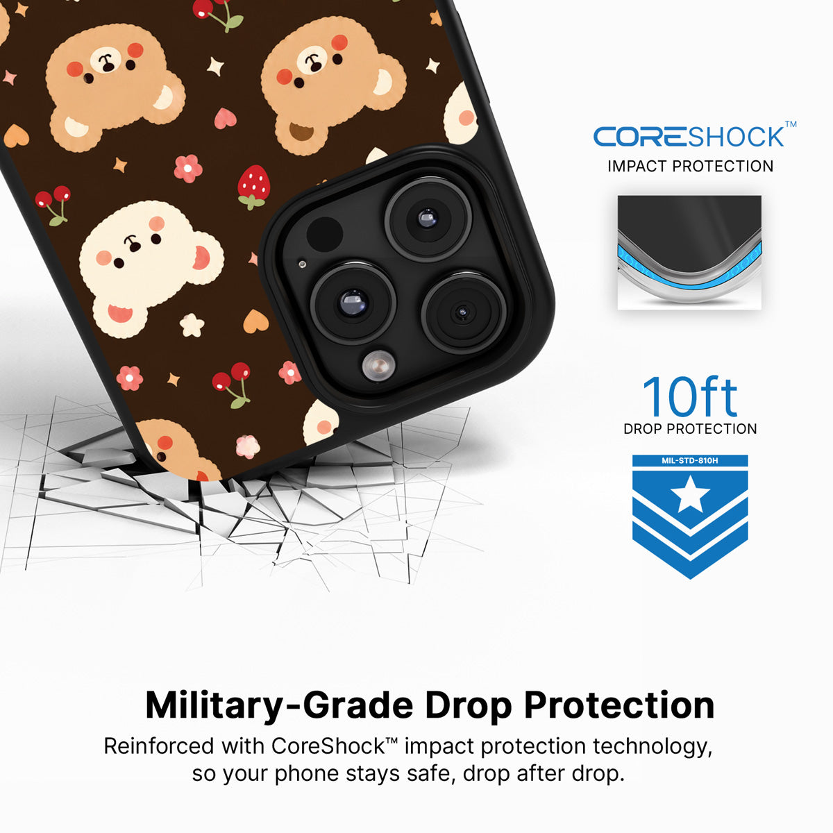 Cocoa Cuddles iPhone 16 Pro Max case with drop protection