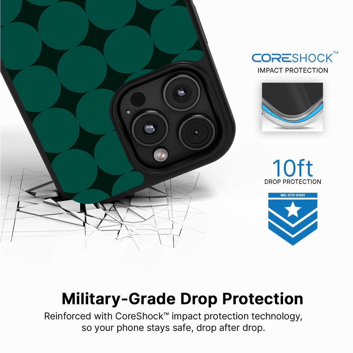Emerald Bed iPhone 16 Pro Max case with drop protection