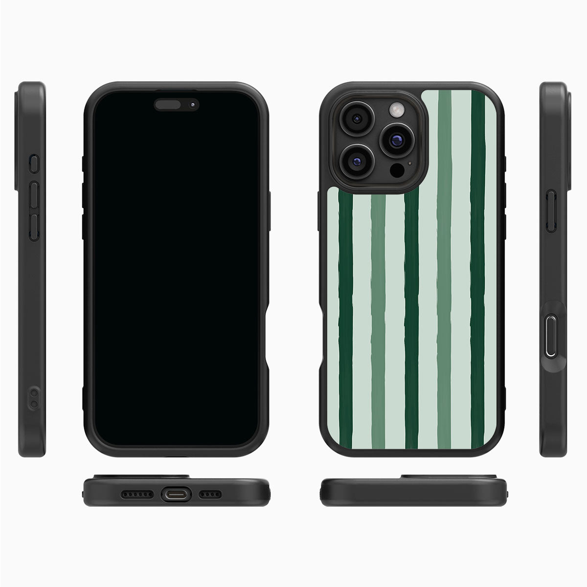 Green Watercolor Stripes - iPhone 16 Pro Max Case #case type_core (magsafe), #case type_core (non magsafe)