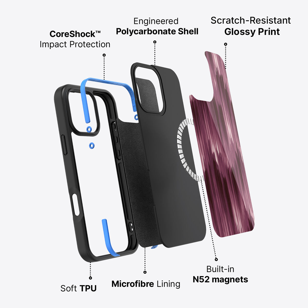 iPhone 16 Pro Max case construction – Ikat Haze phone case