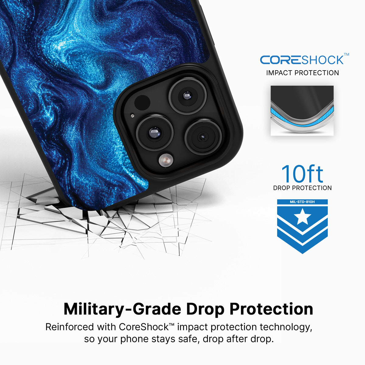 Blue Marble Designer iPhone 16 Pro Max Case – Indigo Impasto | MagSafe