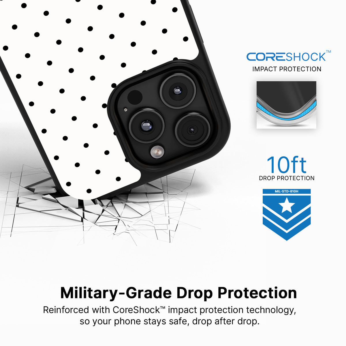 Ivory Sprinkle iPhone 16 Pro Max case with drop protection
