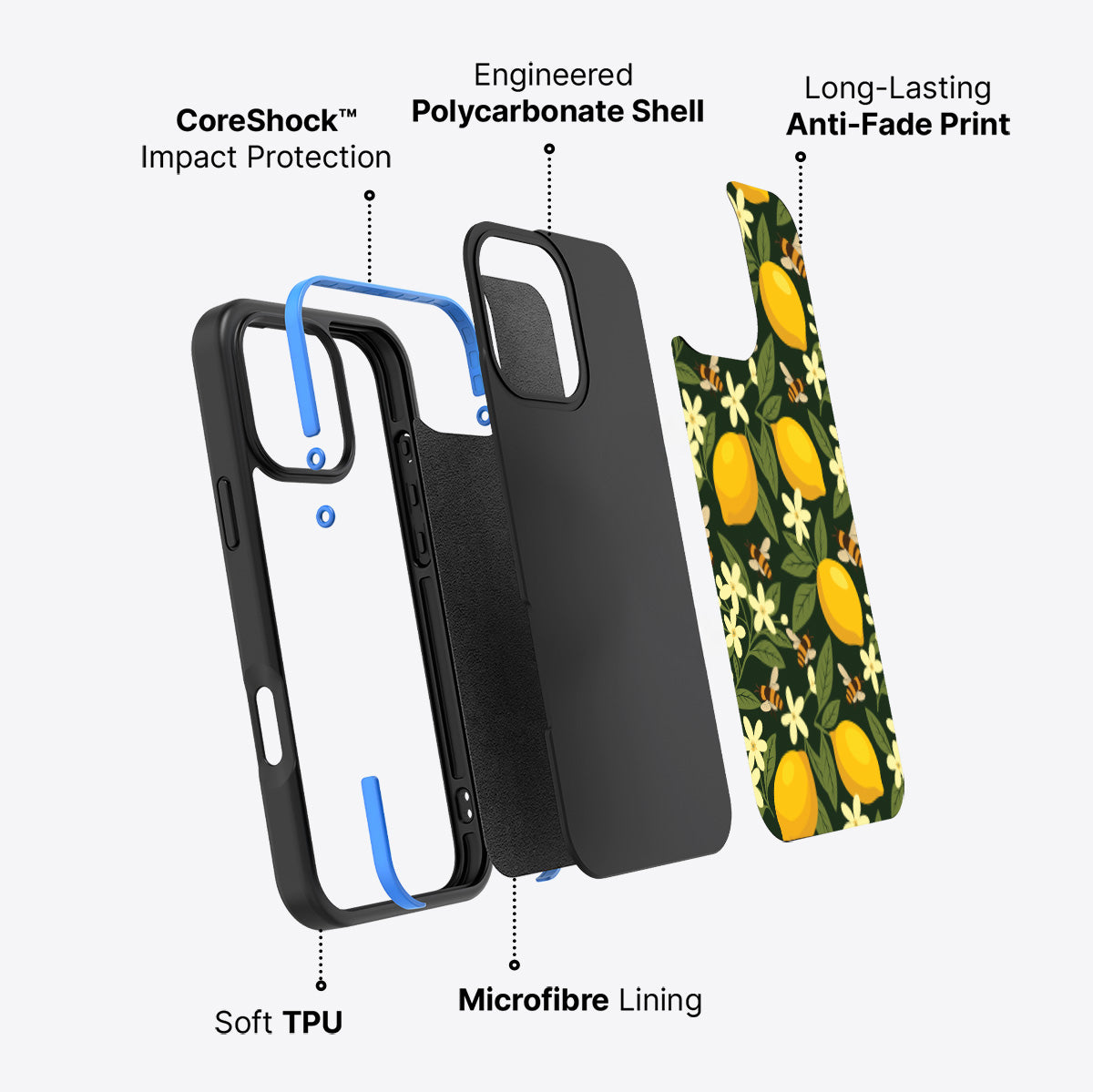 Lemon and Bees - iPhone 16 Pro Max Case #case type_core (non magsafe)