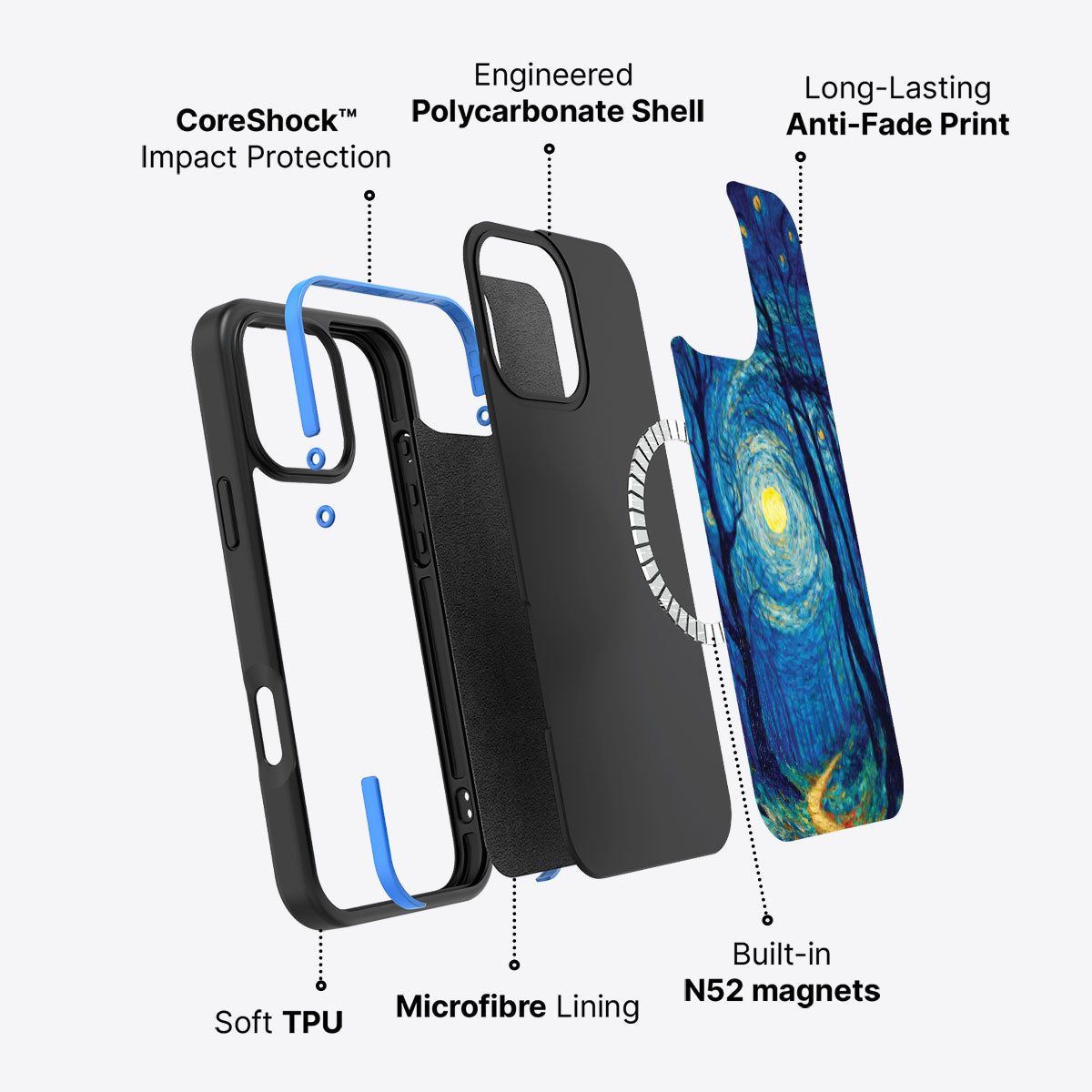 Woodland Designer iPhone 16 Pro Max Case – Moonlit Forest | MagSafe
