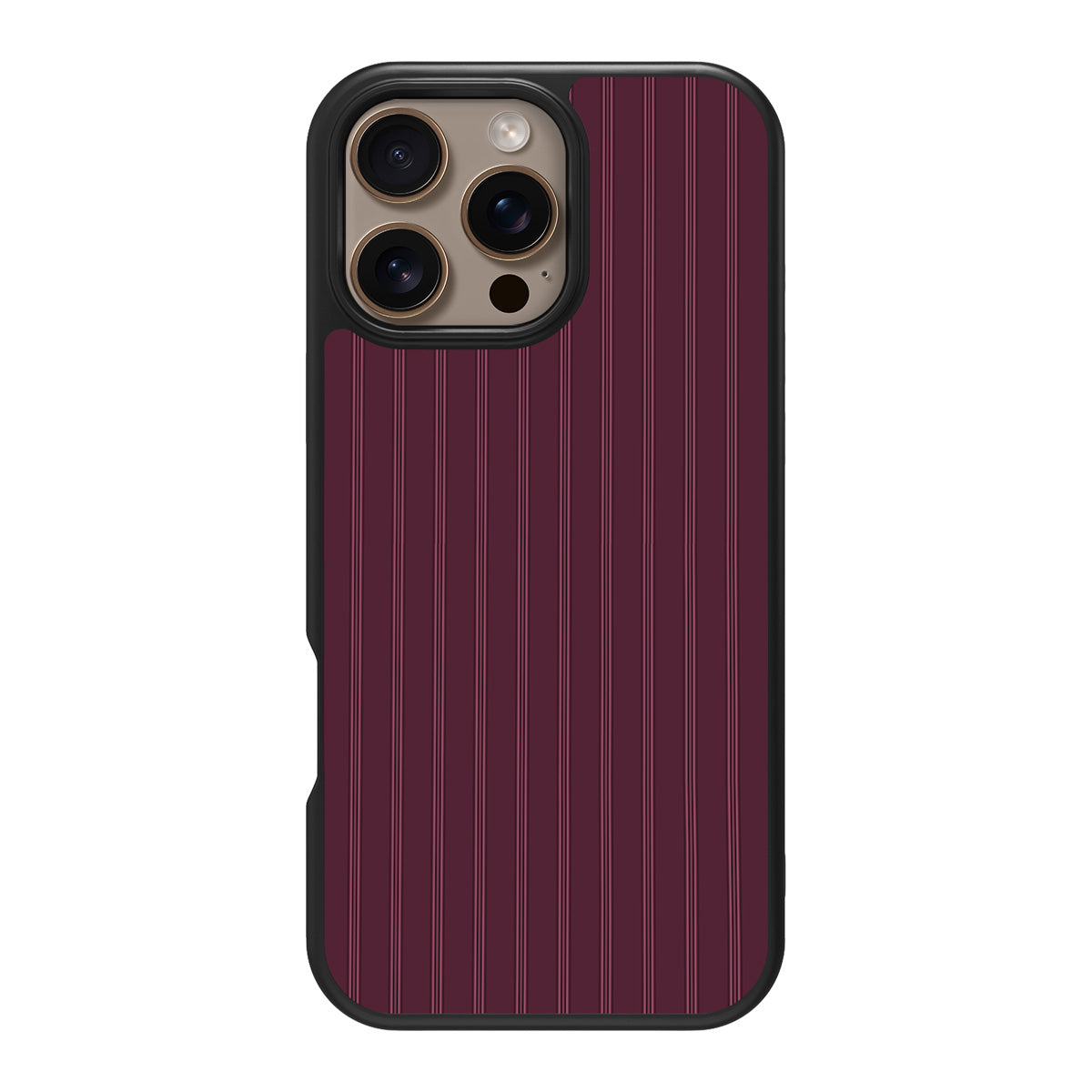 Mulberry Pinstripe design back view – iPhone 16 Pro Max case