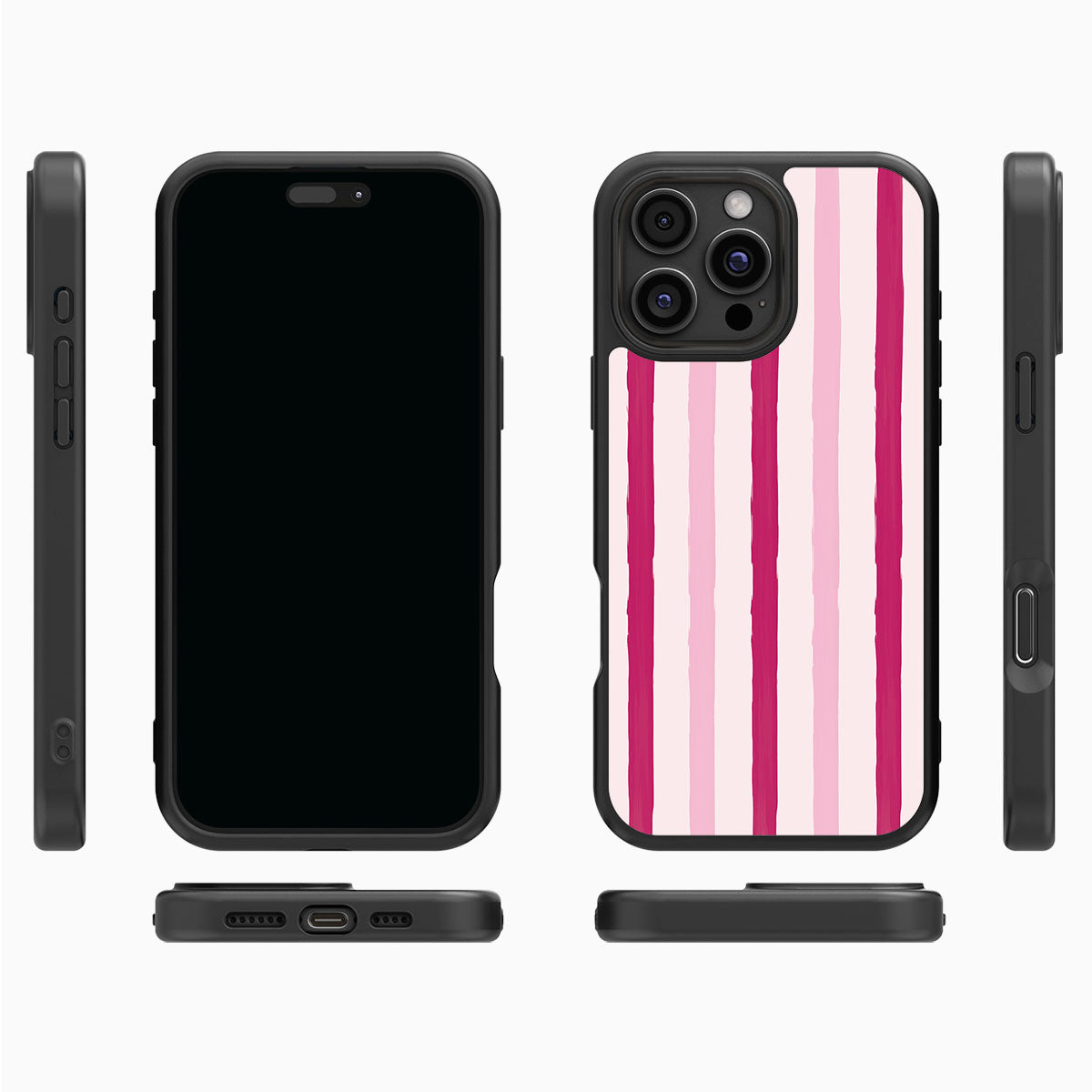 Pink Watercolor Stripes - iPhone 16 Pro Max Case #case type_core (magsafe), #case type_core (non magsafe)