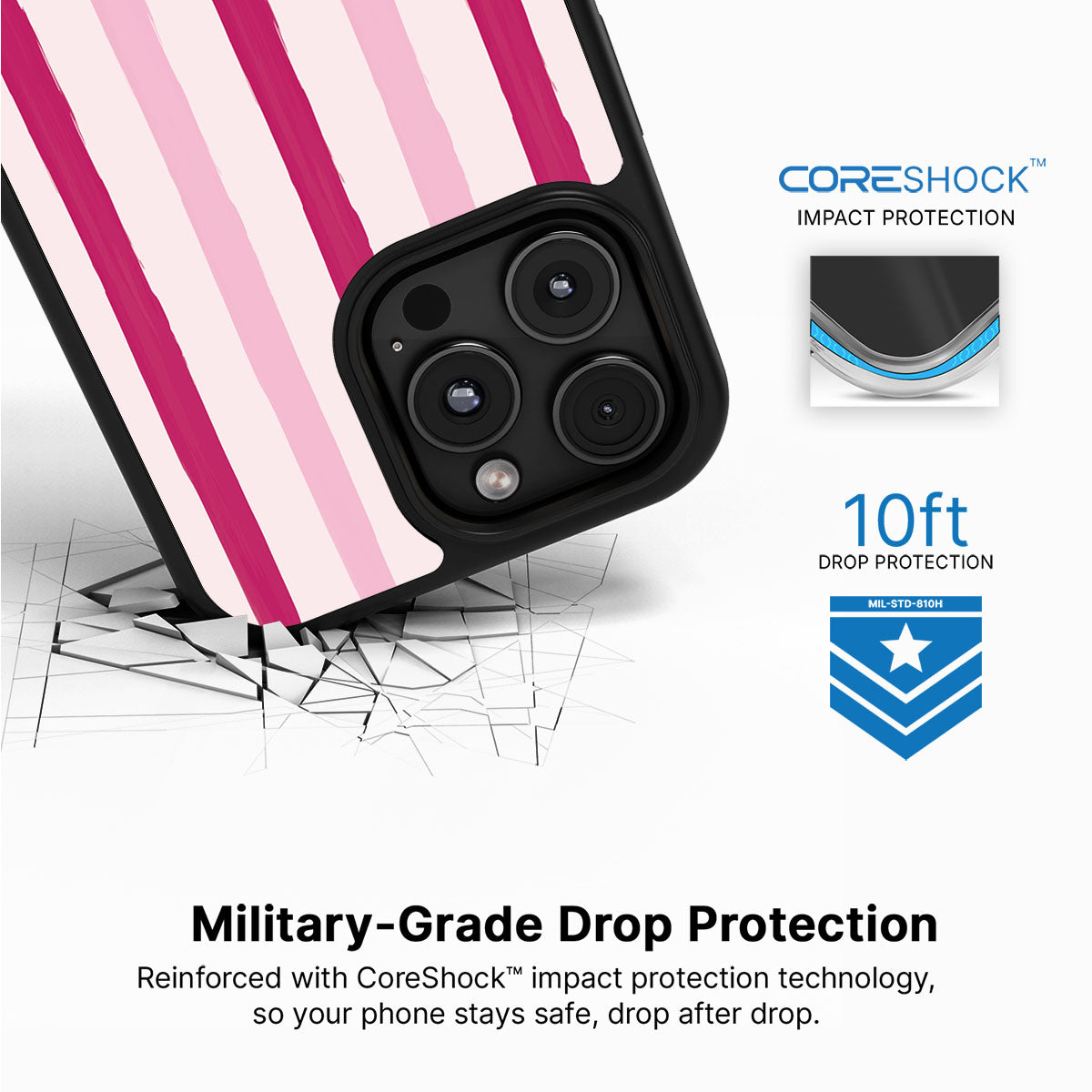 Pink Watercolor Stripes - iPhone 16 Pro Max Case #case type_core (magsafe), #case type_core (non magsafe)