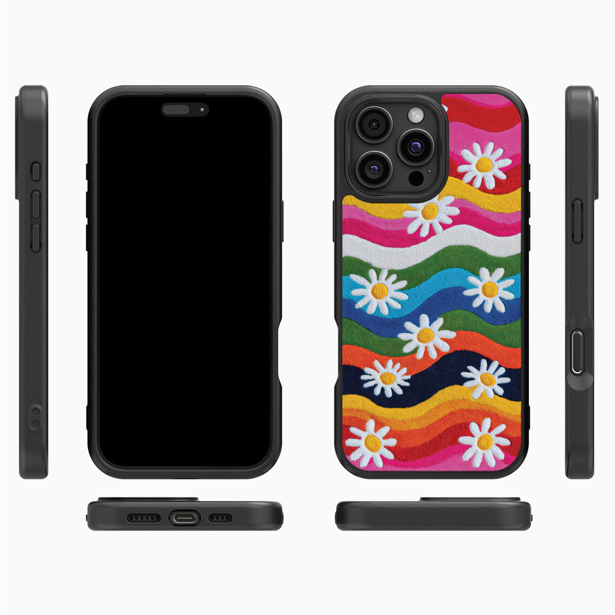 Floral Designer iPhone 16 Pro Max Case – Rainbow Daisy | MagSafe