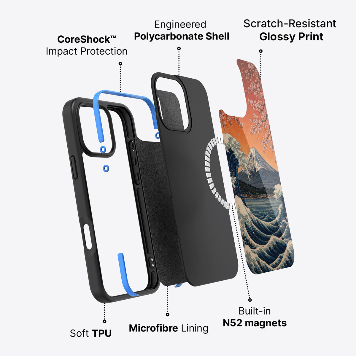 iPhone 16 Pro Max case construction – Sakura Coast phone case