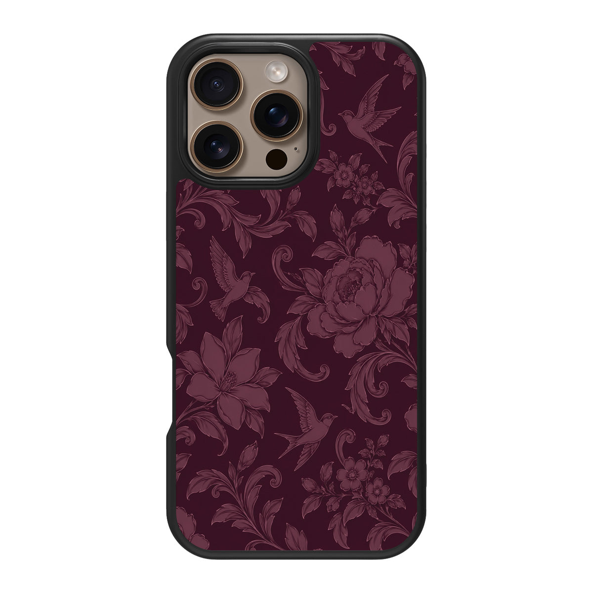 Swallow Damask design back view – iPhone 16 Pro Max case