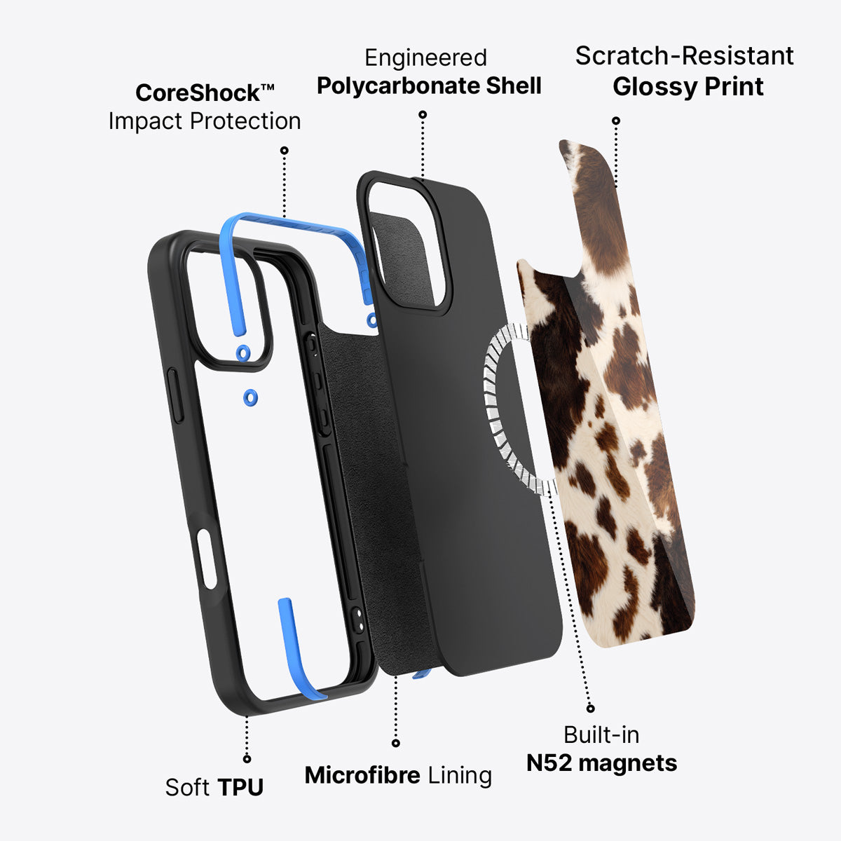 Cowhide Designer iPhone 16 Pro Max Case – Swiss Cow | MagSafe