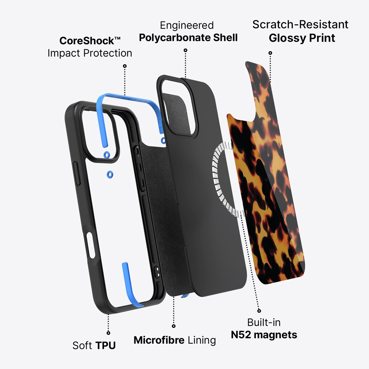 Animal Print Designer iPhone 16 Pro Max Case – Tortoise Shell | MagSafe