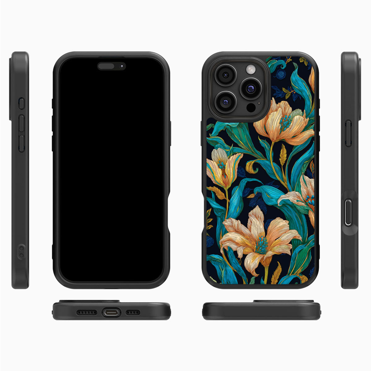 Blue Floral Designer iPhone 16 Pro Max Case – Tulip Play | MagSafe