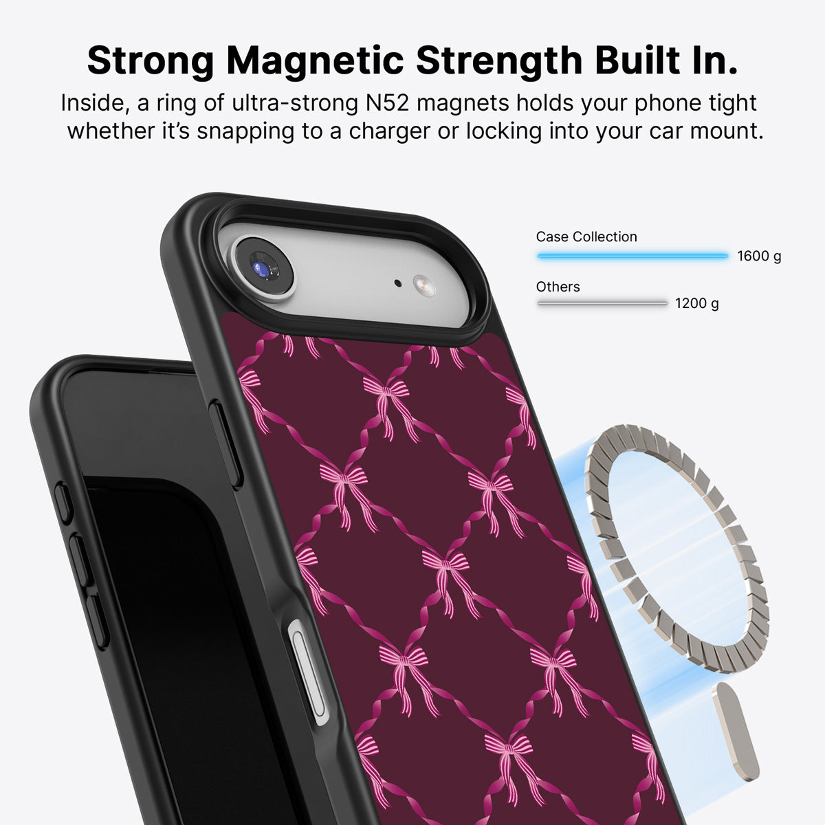 iPhone Air MagSafe case – Bordeaux Bow design