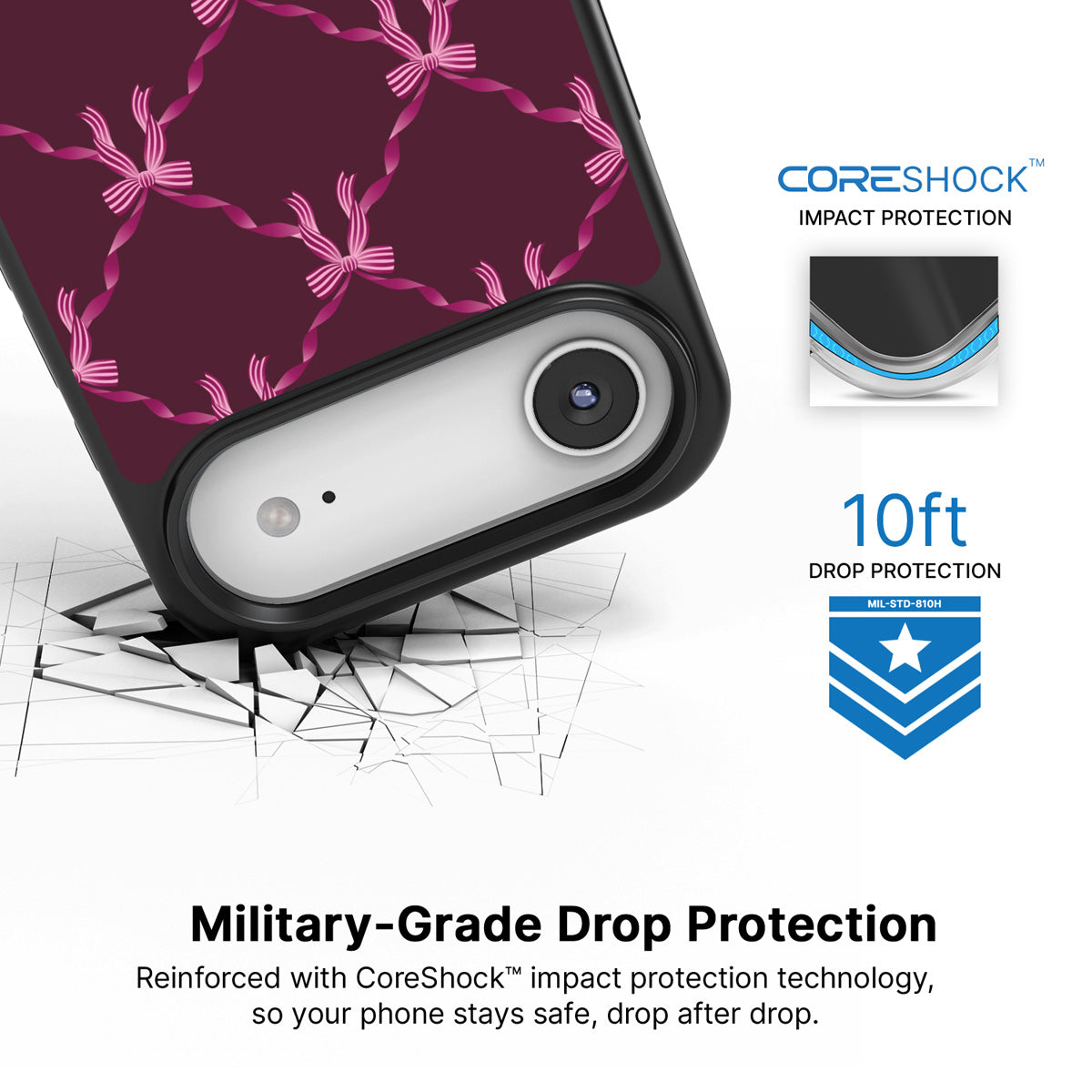 Bordeaux Bow iPhone Air case with drop protection