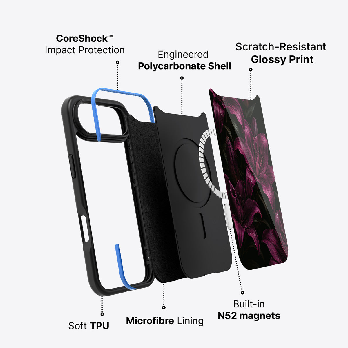 iPhone Air case construction – Burgundy Lily phone case