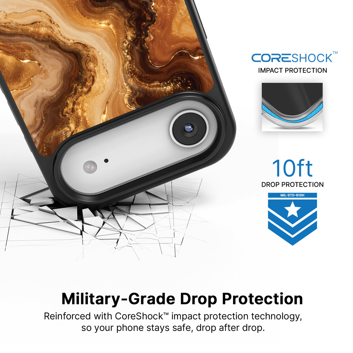 Caramel Swirl iPhone Air case with drop protection