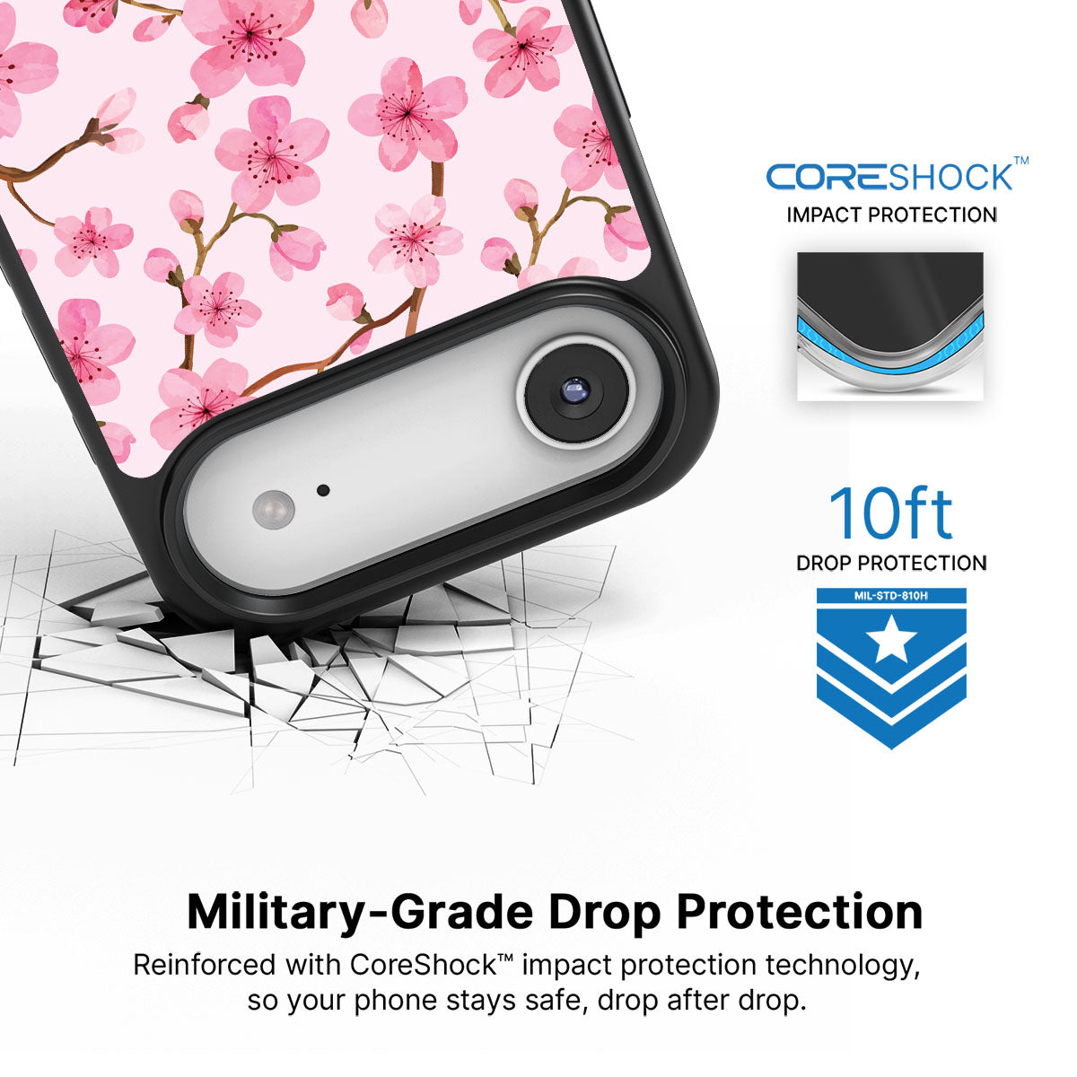 Cherry Blossom iPhone Air case with drop protection