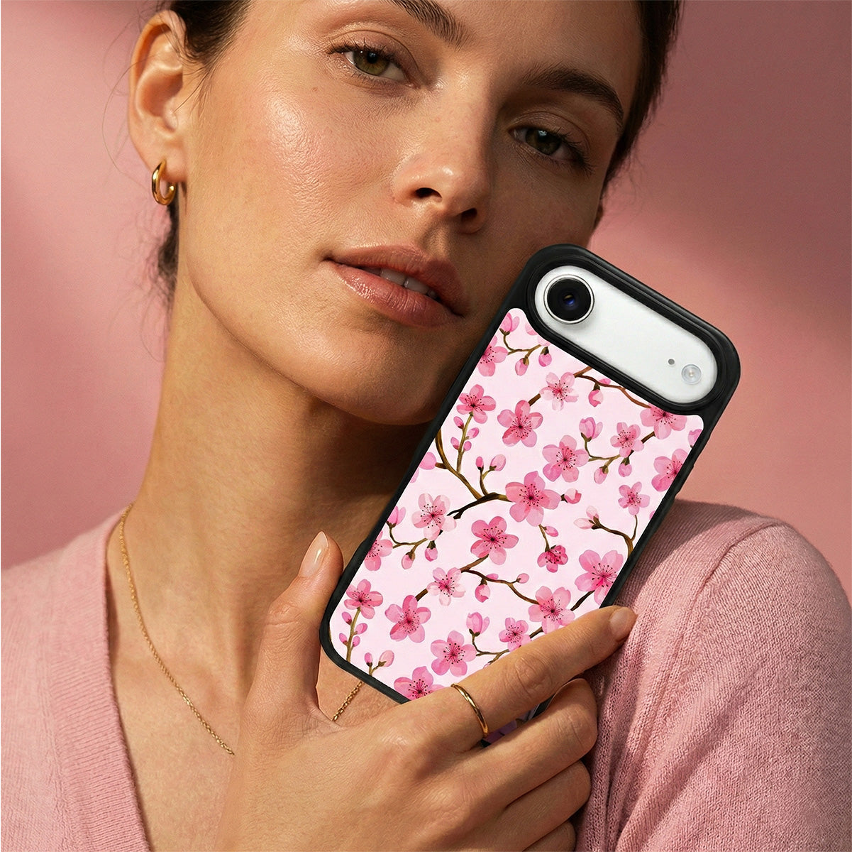 Cherry Blossom iPhone Air phone case lifestyle photo