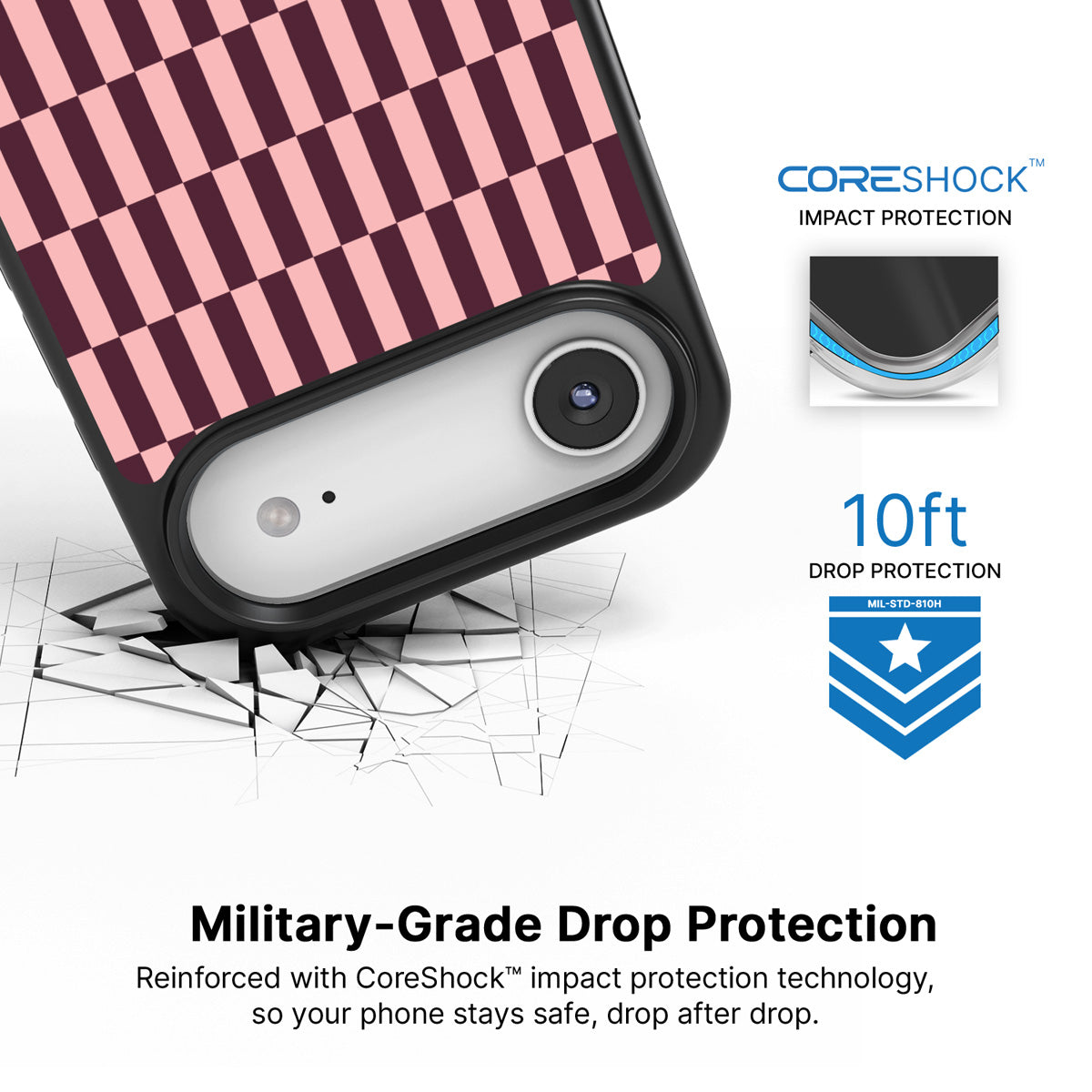 Claret Stack iPhone Air case with drop protection
