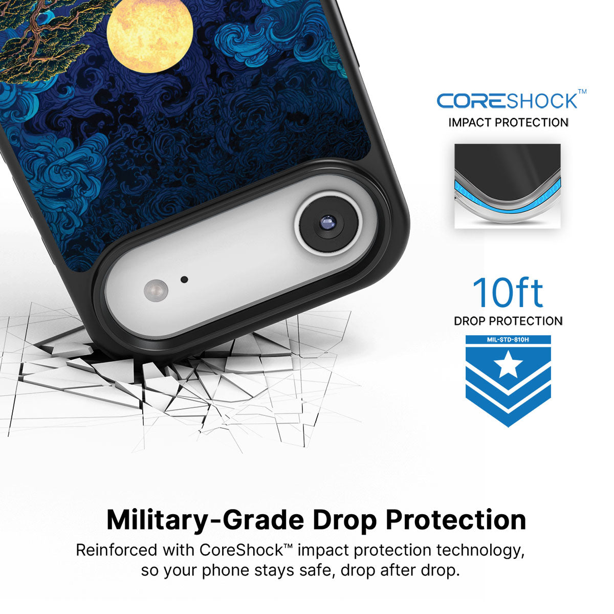 Moonlit Tide iPhone Air case with drop protection