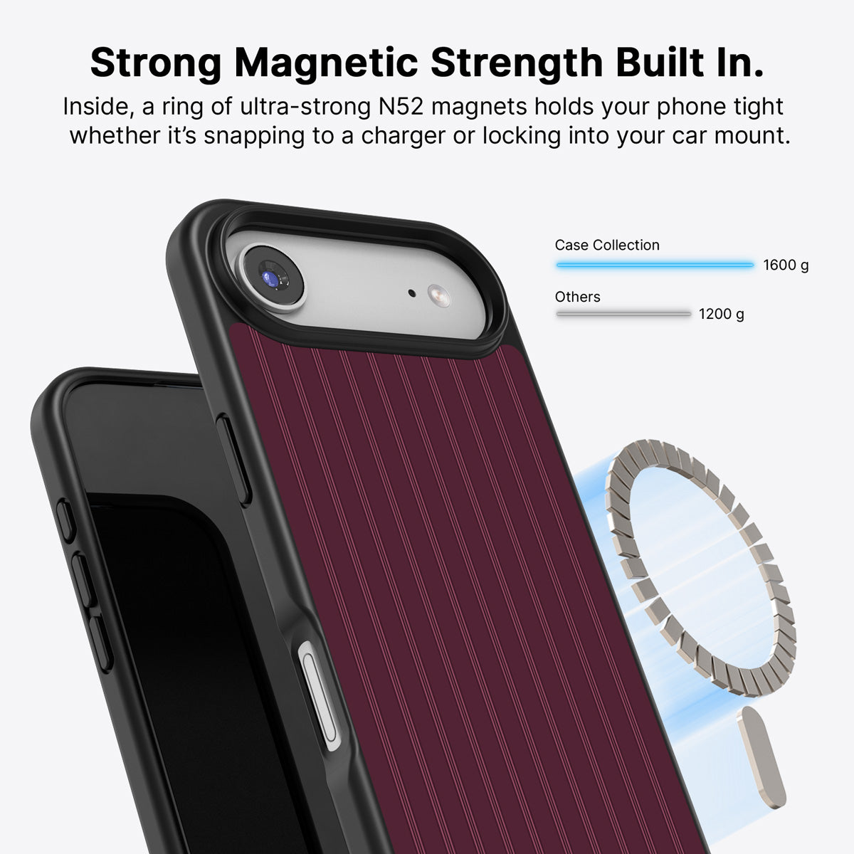 iPhone Air MagSafe case – Mulberry Pinstripe design