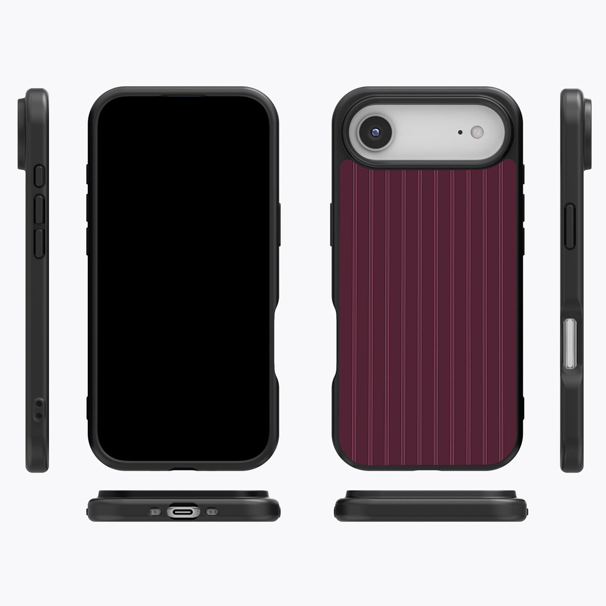 Mulberry Pinstripe iPhone Air case cover – multi-angle view